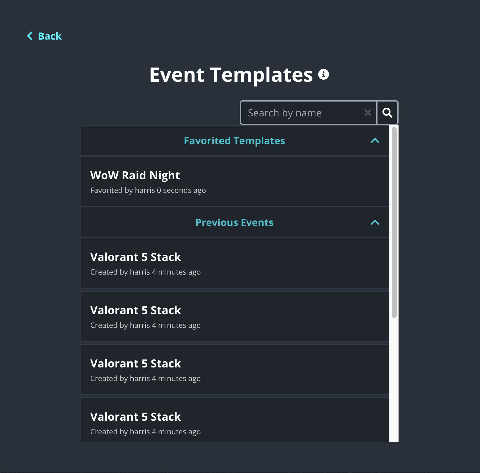 Preview of sesh templates